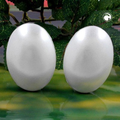 Ohrring 30x22mm wachsweiß oval Vollplastik