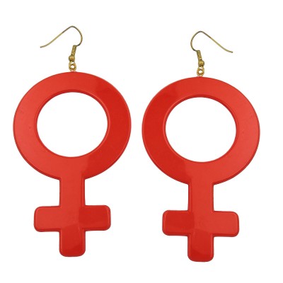 Ohrhaken Ohrring Frauenzeichen weibliches Symbol rot Kunststoff