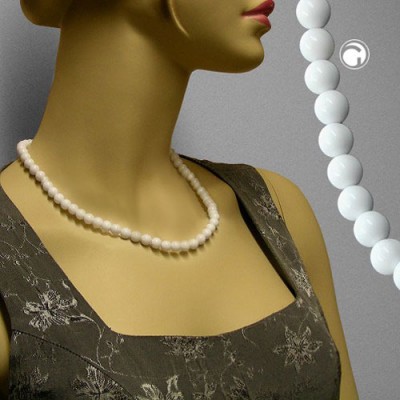 Collier Halskette Perlen 10mm weiß glänzend 50cm