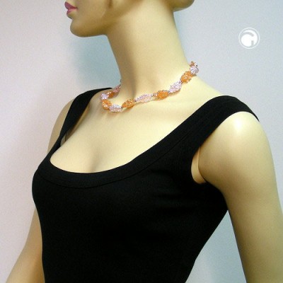 Collier Halskette aprikot-rosé-silber 42cm