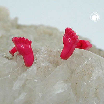 Ohrstecker kleine Füße pink Vollplastik