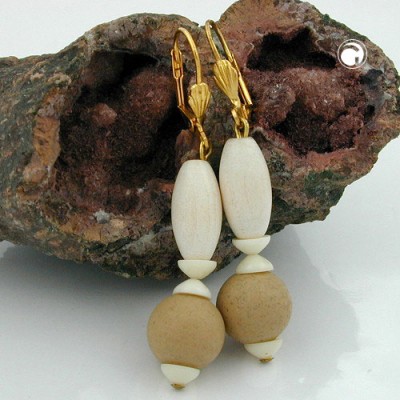 Ohrring Holz-weiß hellbraun