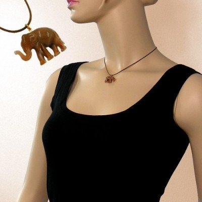 Collier Halskette Elefant mini braun-glänzend 40cm