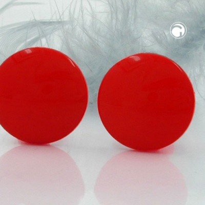 Ohrring 20mm rot glänzend Vollplastik