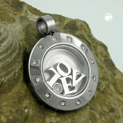 Anhänger Edelstahl LOVE mit Zirkonia