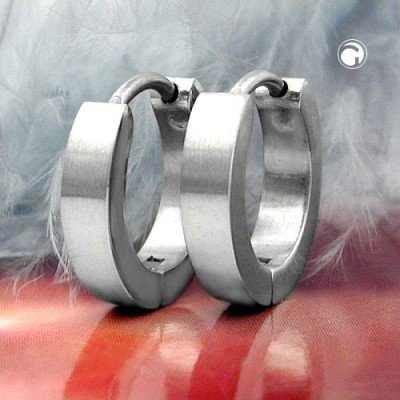 Creolen Ohrringe 14x3mm matt Edelstahl