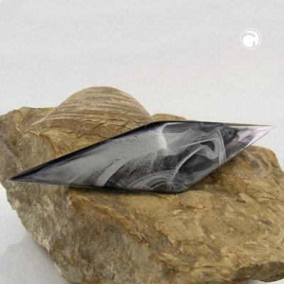Brosche Spitze silber-schwarz-marmor