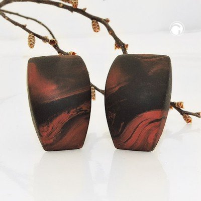Ohrring Trapez braun-metallic marmor matt