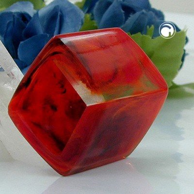 Tuchring Sechseck rot-marmoriert