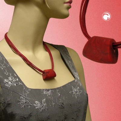 Collier Halskette Trapez rot-schwarz-marmor matt 45cm