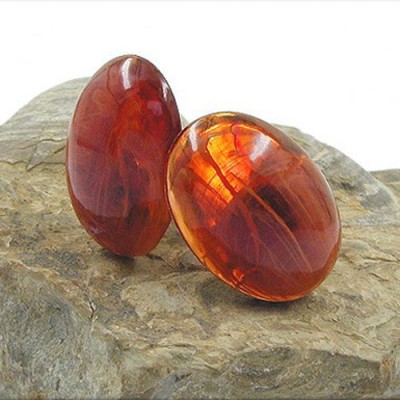 Ohrring oval 25 braun-marmoriert