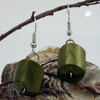 Ohrhaken Schrägperle grün-seidig