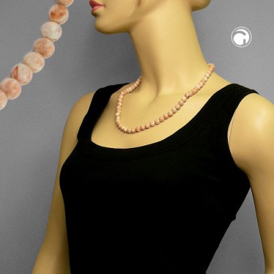 Collier Halskette Perle 8mm beige-marmor 55cm