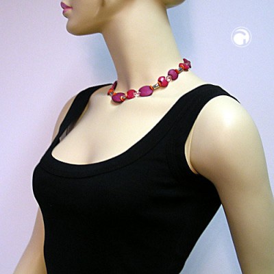 Collier Halskette pink-rot silber-matt 42cm