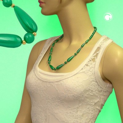 Collier Halskette Perlen Seide grün-seidig 60cm