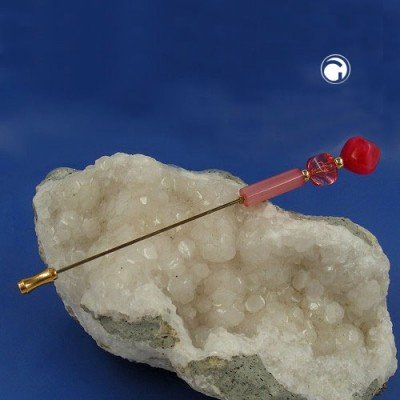 Hutnadel rot-transparent-gold