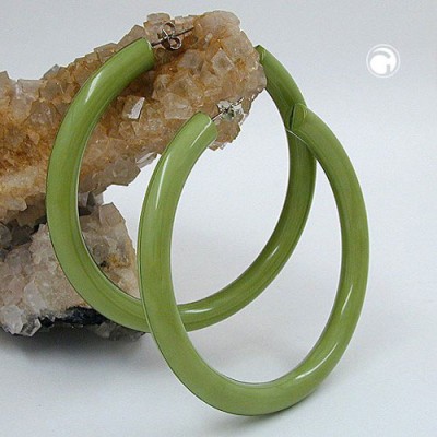 Creolen Ohrringe 60 oliv-grün Plastik
