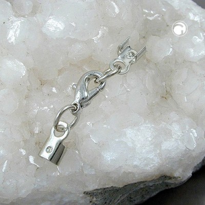 Verschluss-Set rhodium für Lederband