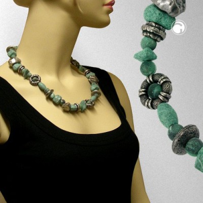 Collier Halskette türkis-altsilber 60cm