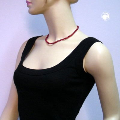 Collier Halskette Perlen 6mm weinrot-seide 40cm