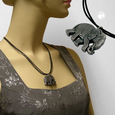 Collier Halskette kleiner Elefant altsilber 50cm