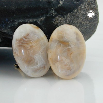 Ohrring oval beige-horn glänzend