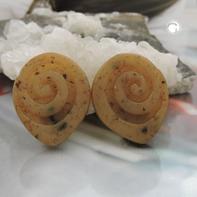 Ohrring spitzoval kleine Schnecke braun