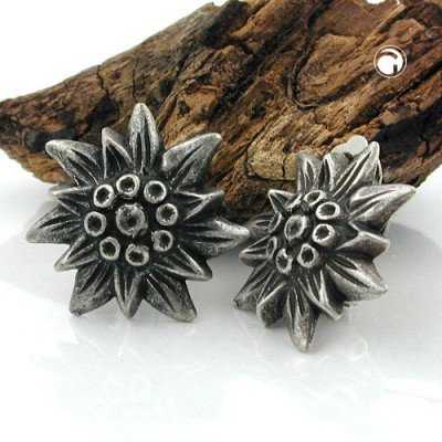 Ohrring Edelweiß altsilber-farbig