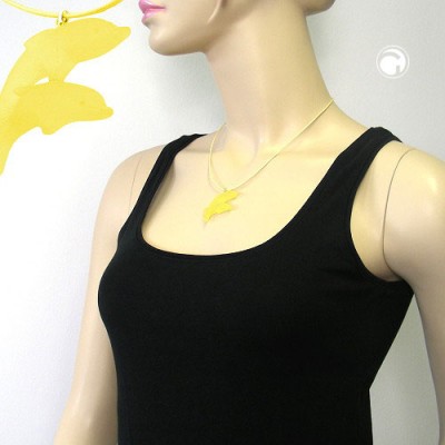 Halskette springende Delfine gelb-matt 45cm