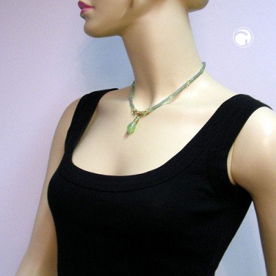 Collier Halskette Glas Schliffperle hellgrün 42cm