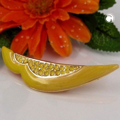 Brosche Bogen gelb Email