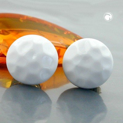 Ohrring rund weiß-glänzend gehämmert