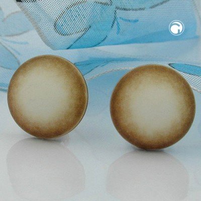 Ohrring rund elfenbein-braun matt