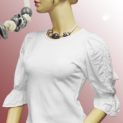 Halskette Landhaus Perle Edelweiß altsilber 42cm