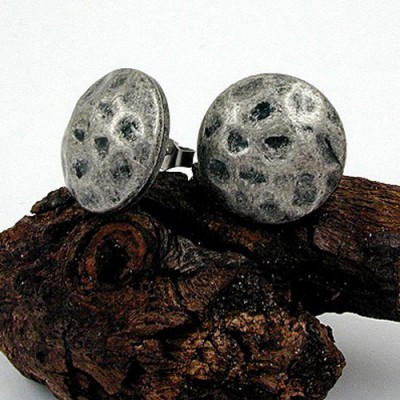 Ohrstecker rund altsilber gehämmert