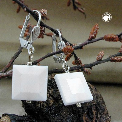 Ohrring Quadrat-Schliff weiß-glänzend