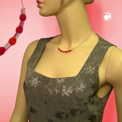 Collier Halskette Glas Schliffperle rot-rot AB 40cm