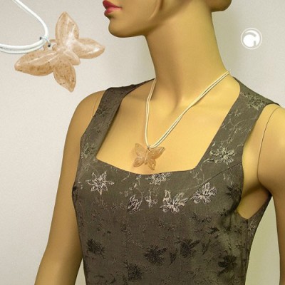 Collier Halskette Schmetterling zimt-weiß 55cm