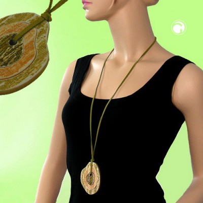 Collier Halskette Baumringe 3-teilig grün 90cm