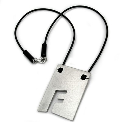 Halskette Edelstahl Buchstabe F 42cm
