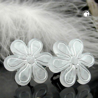 Ohrring Blüte hellgrau-matt