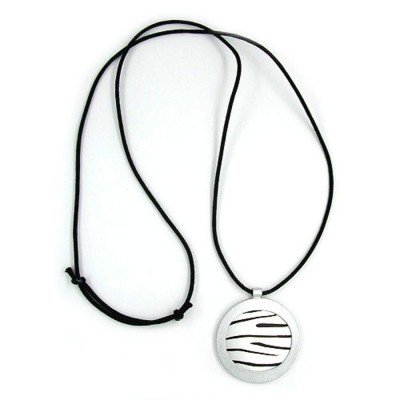 Halskette Scheibe silber-schwarz 90cm