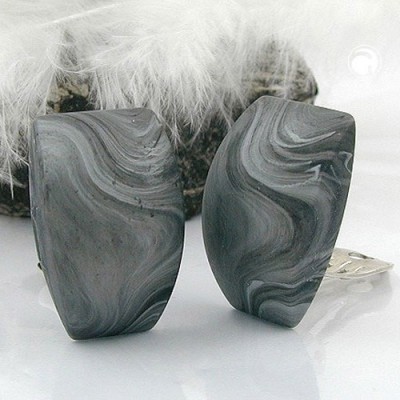 Ohrring Trapez silbergrau marmor-matt