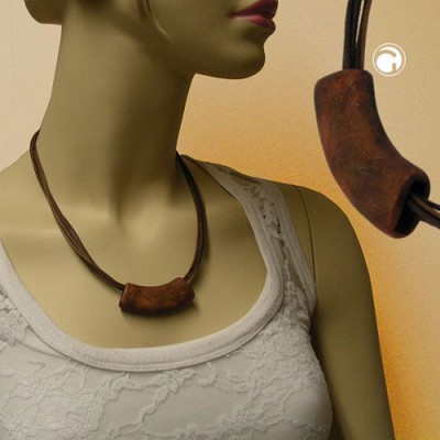 Collier Halskette Rohr flach-gebogen braunton 45cm