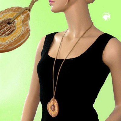 Collier Halskette Baumringe 3-teilig braun-gelb 90cm