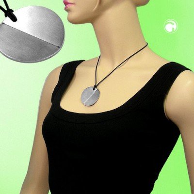 Collier Halskette Edelstahl Scheibe mit Rille 50cm