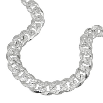 Kette flache Panzerkette mit beidseitigem Muster 925 Silber 60cm