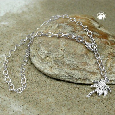 FußKette Anker Palme 925 Sterlingsilber 25cm