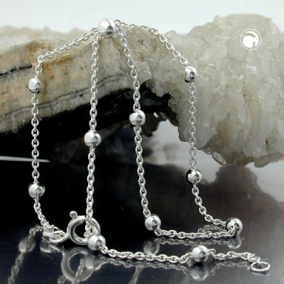 Fußkette Anker 13x Kugel 925 Sterlingsilber 25cm