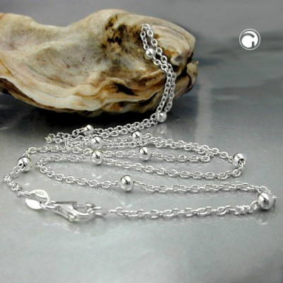 Halskette Ankerkette mit 13 Kugeln 925 Sterlingsilber 45cm